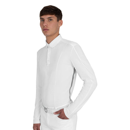Equestro Men's competition polo shirt with mesh and ribbed inserts