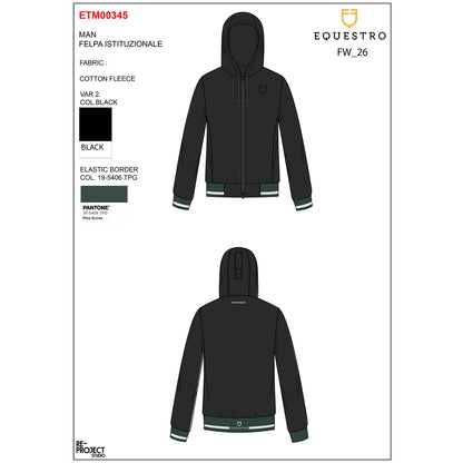 Equestro Men's hoodie with front zipper