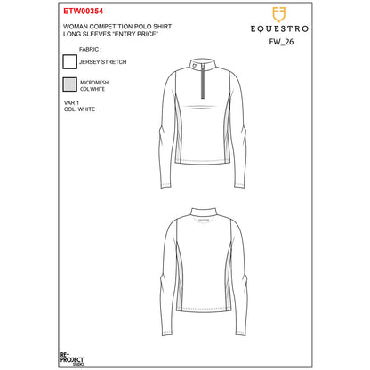 Equestro Men's long-sleeved competition polo shirt with mesh inserts