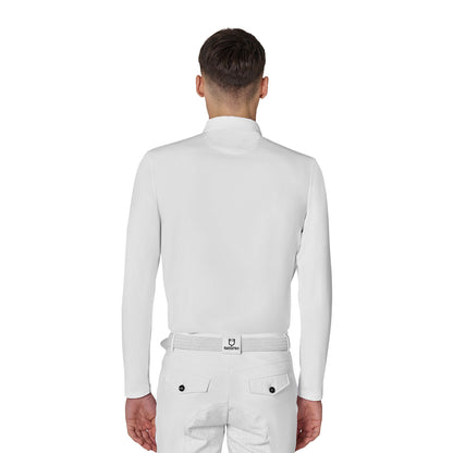 Equestro Men's long-sleeved competition polo shirt with mesh inserts