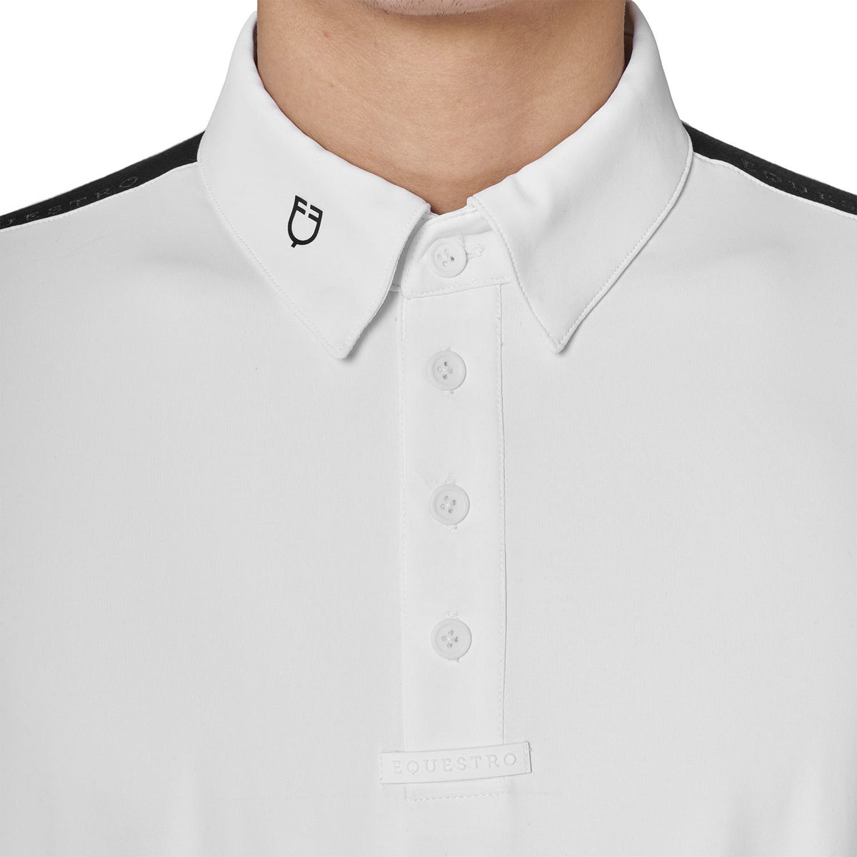 Equestro Men's long-sleeved competition polo shirt with mesh inserts