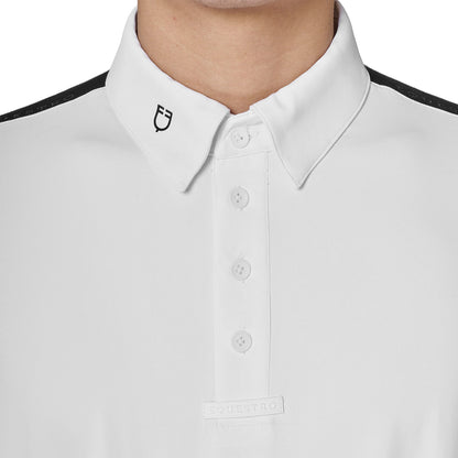 Equestro Men's long-sleeved competition polo shirt with mesh inserts
