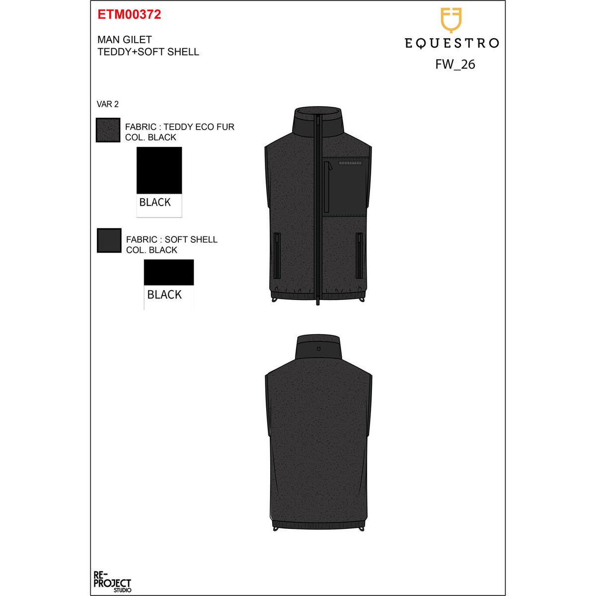 Equestro Men’s teddy fleece vest with front pocket
