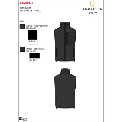 Equestro Men’s teddy fleece vest with front pocket