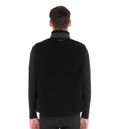 Equestro Men’s teddy fleece vest with front pocket