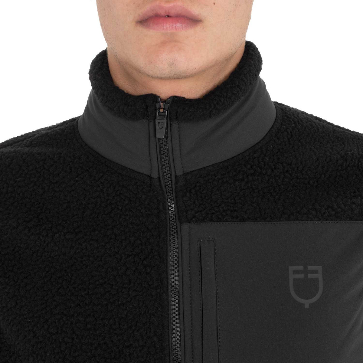 Equestro Men’s teddy fleece vest with front pocket