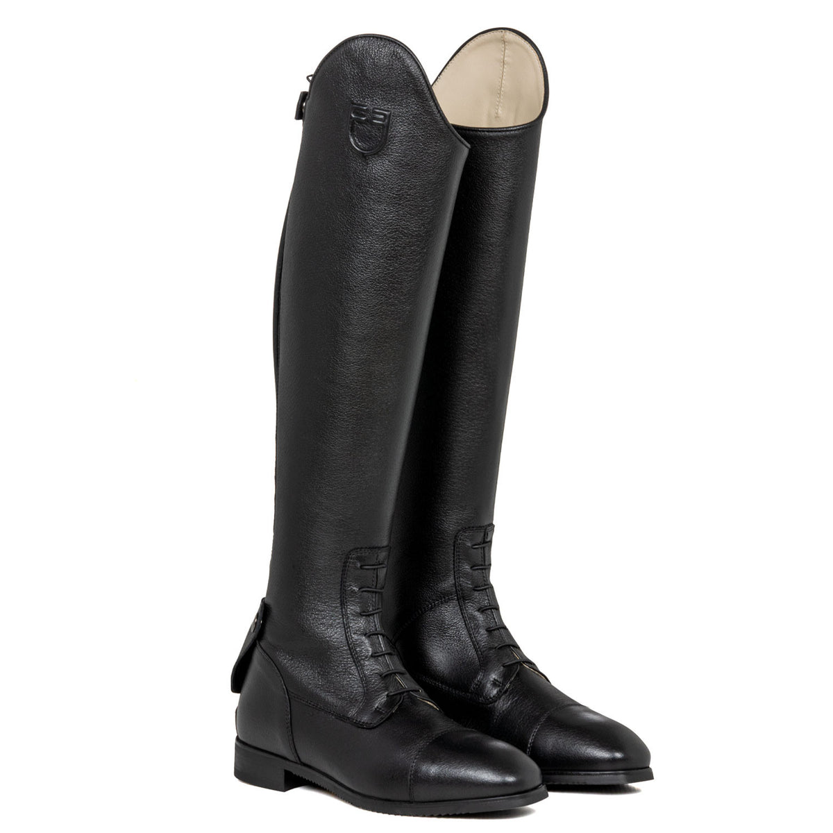 Equestro Unisex calfskin boots with front laces