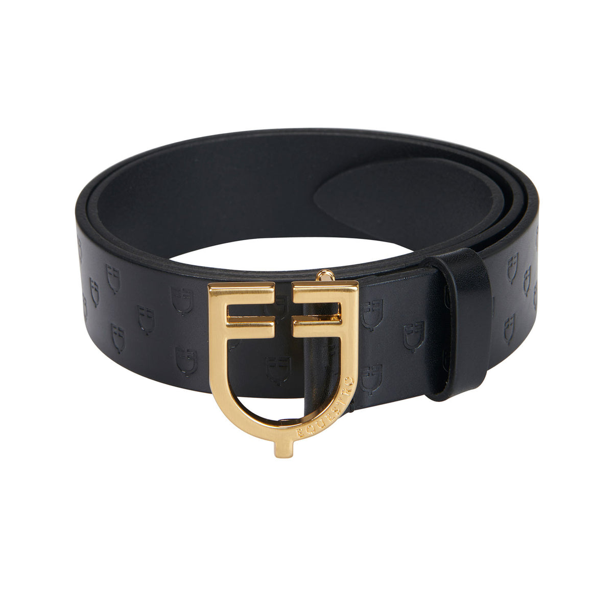 Equestro Leather logo belt with logoed buckle