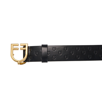 Equestro Leather logo belt with logoed buckle