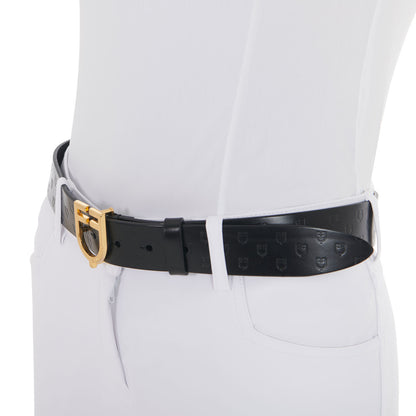 Equestro Leather logo belt with logoed buckle