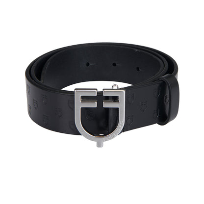 Equestro Leather logo belt with logoed buckle