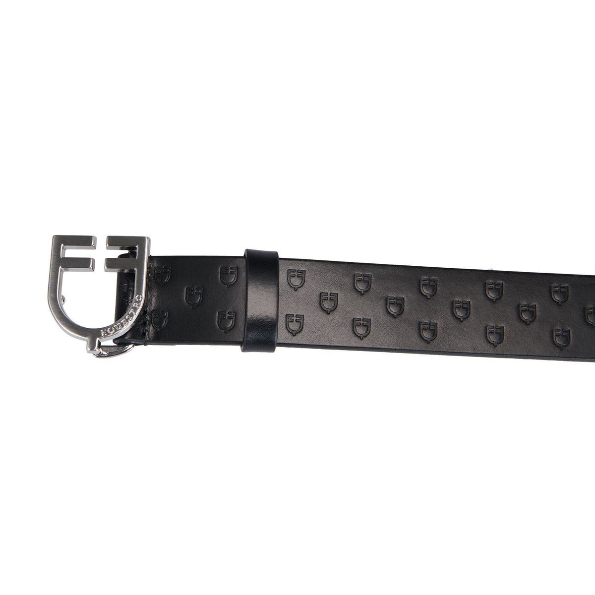 Equestro Leather logo belt with logoed buckle