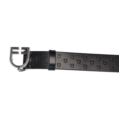 Equestro Leather logo belt with logoed buckle