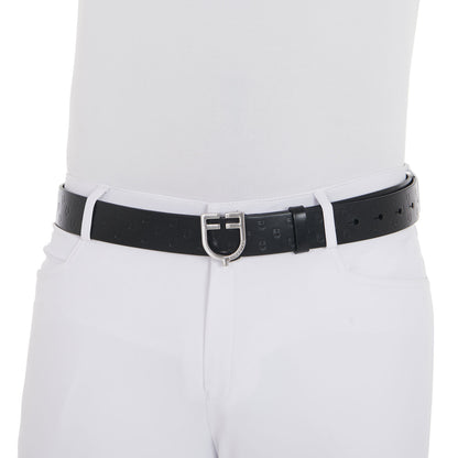 Equestro Leather logo belt with logoed buckle