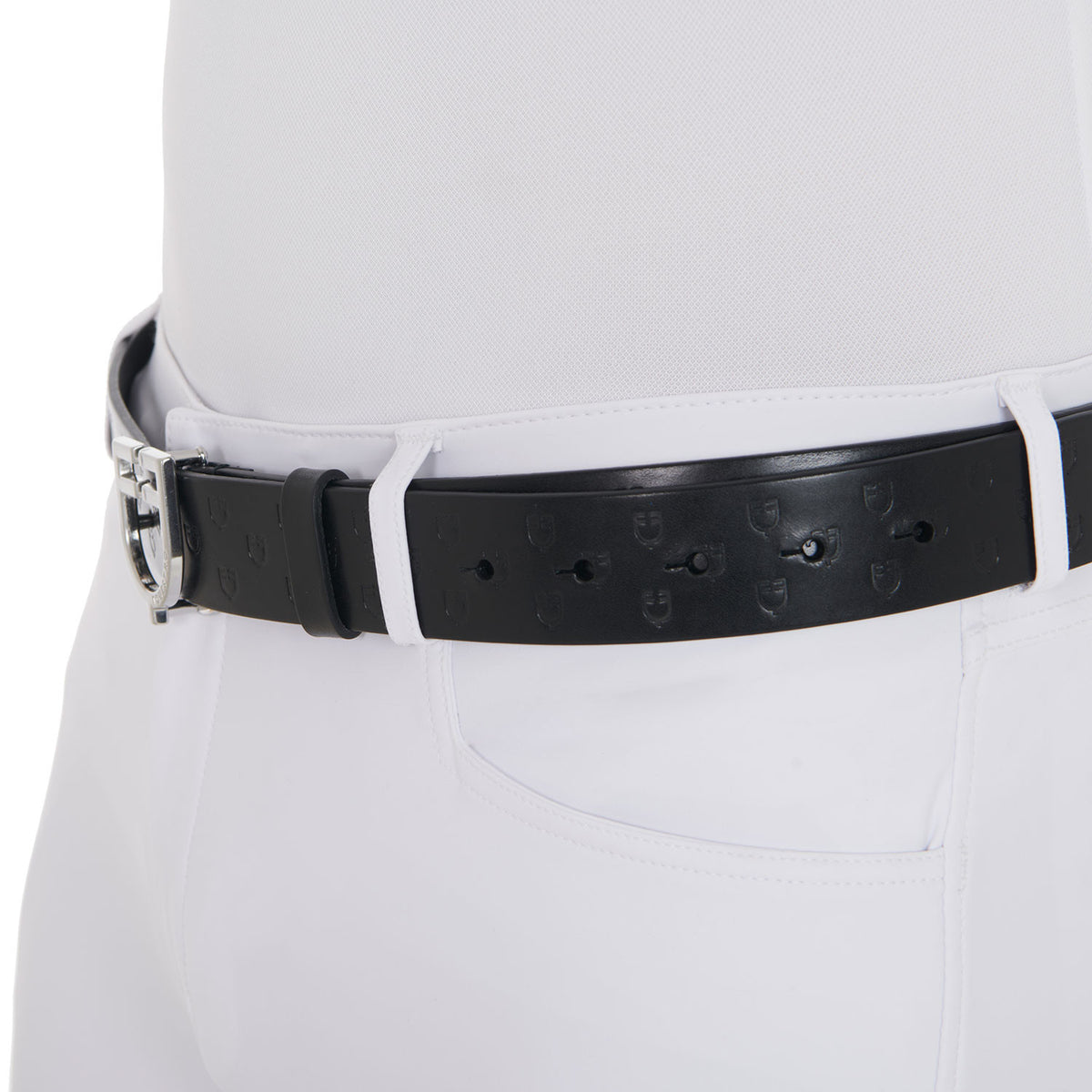 Equestro Leather logo belt with logoed buckle
