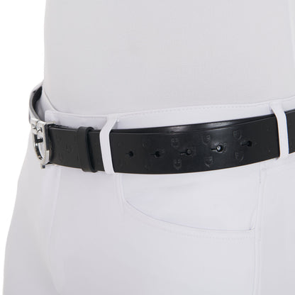 Equestro Leather logo belt with logoed buckle