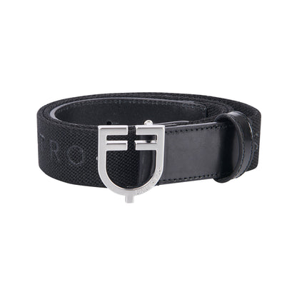Equestro Leather belt with elastic and lettering