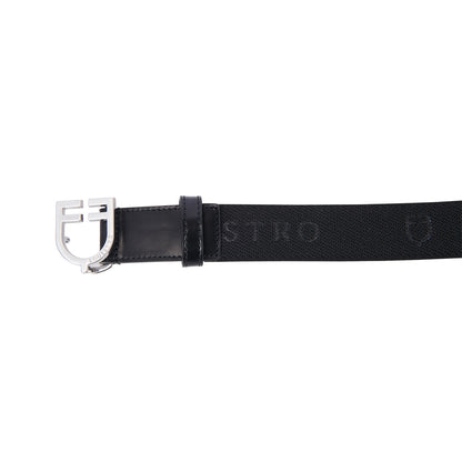 Equestro Leather belt with elastic and lettering