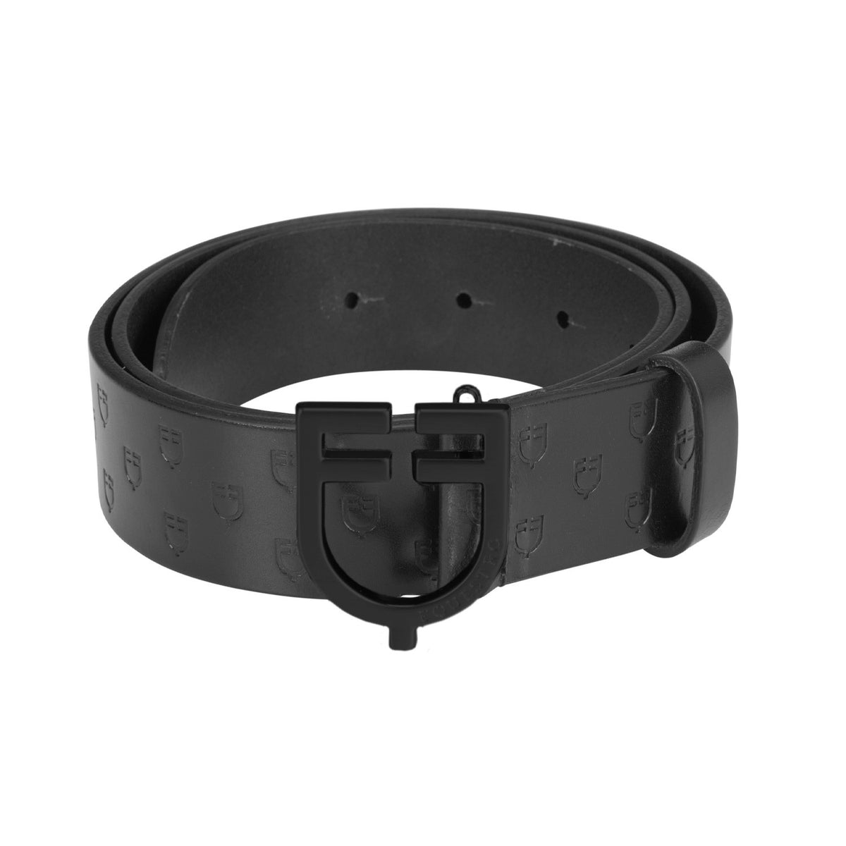 Equestro Total black leather belt with logo buckle