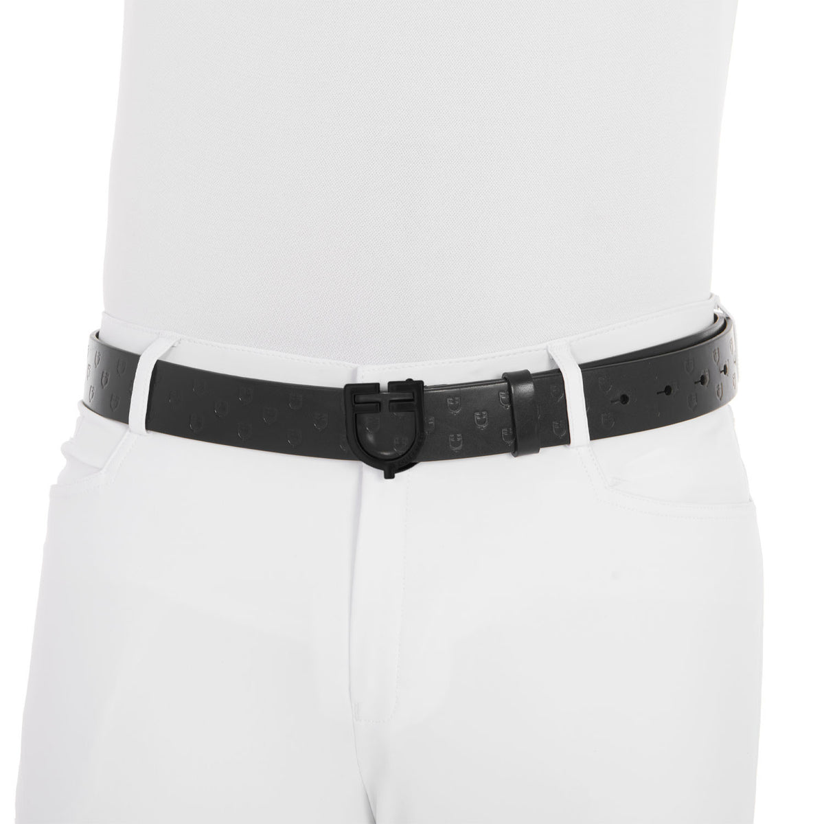 Equestro Total black leather belt with logo buckle