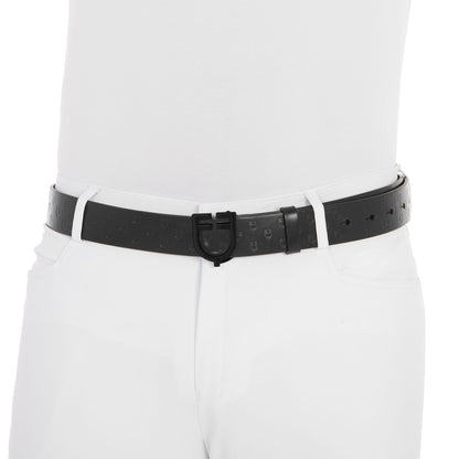 Equestro Total black leather belt with logo buckle