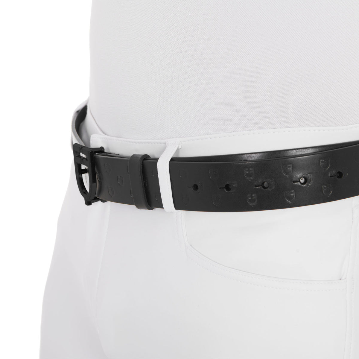 Equestro Total black leather belt with logo buckle
