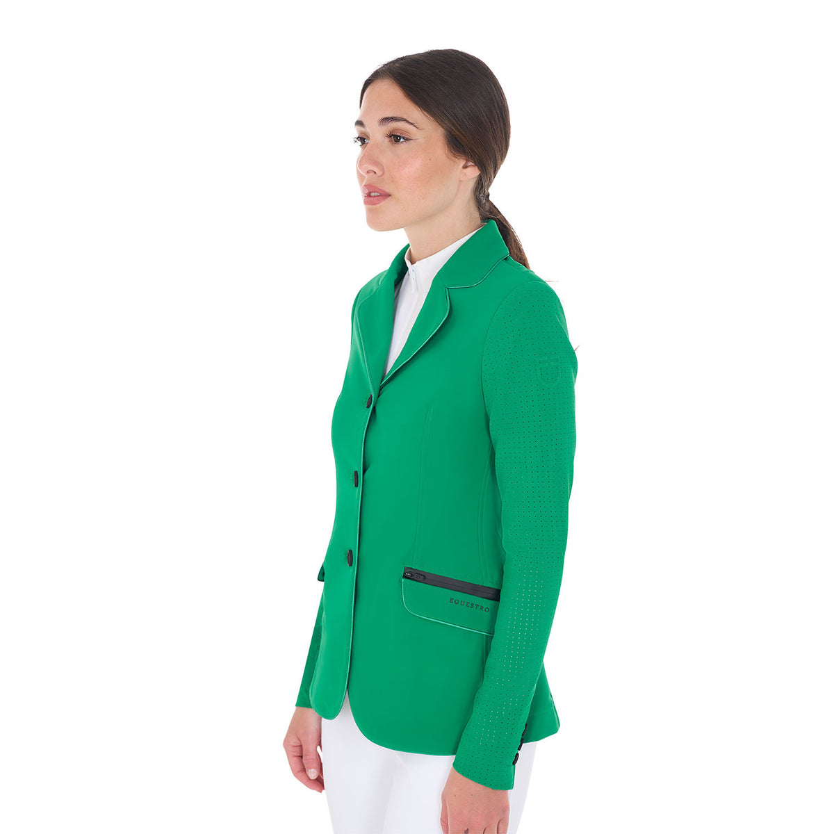 Equestro Women's competition jacket three buttons perforated fabric