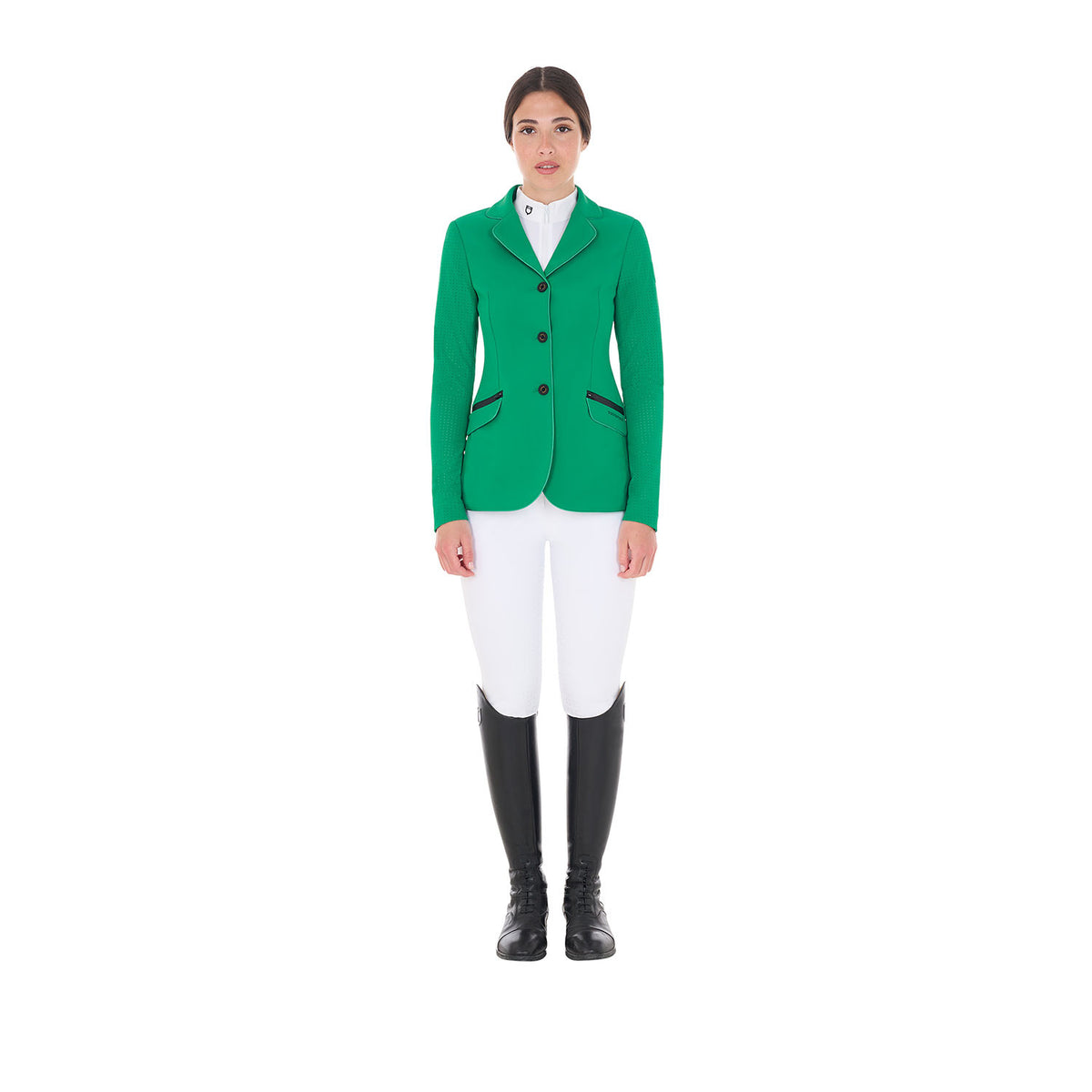 Equestro Women's competition jacket three buttons perforated fabric