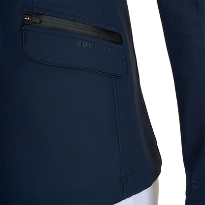 Equestro Women's competition jacket three buttons perforated fabric