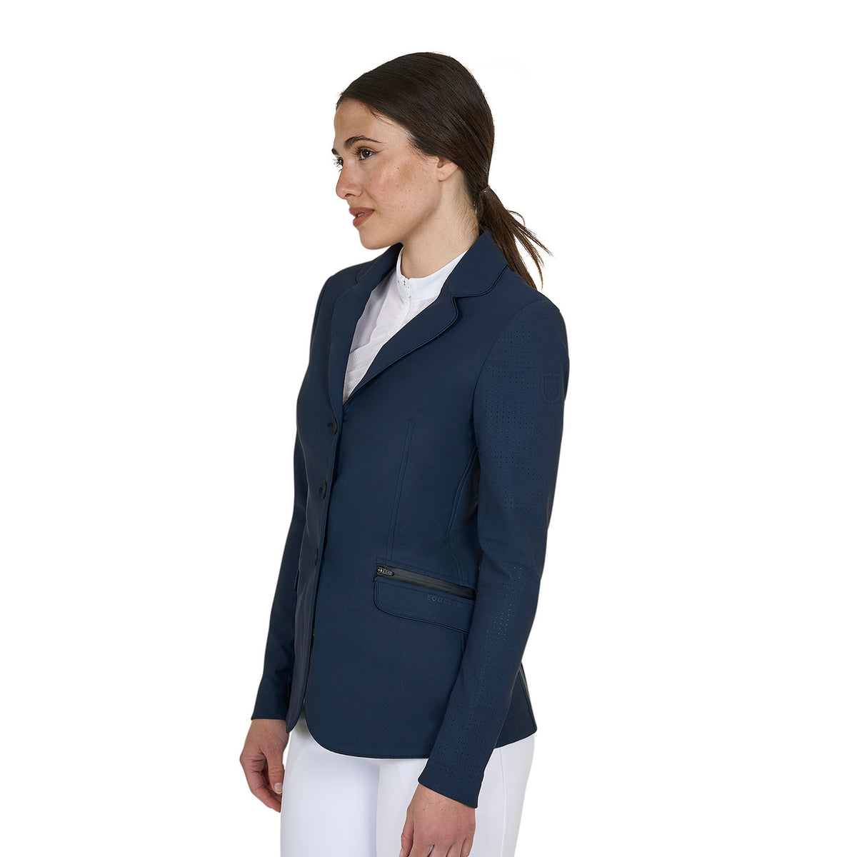 Equestro Women's competition jacket three buttons perforated fabric