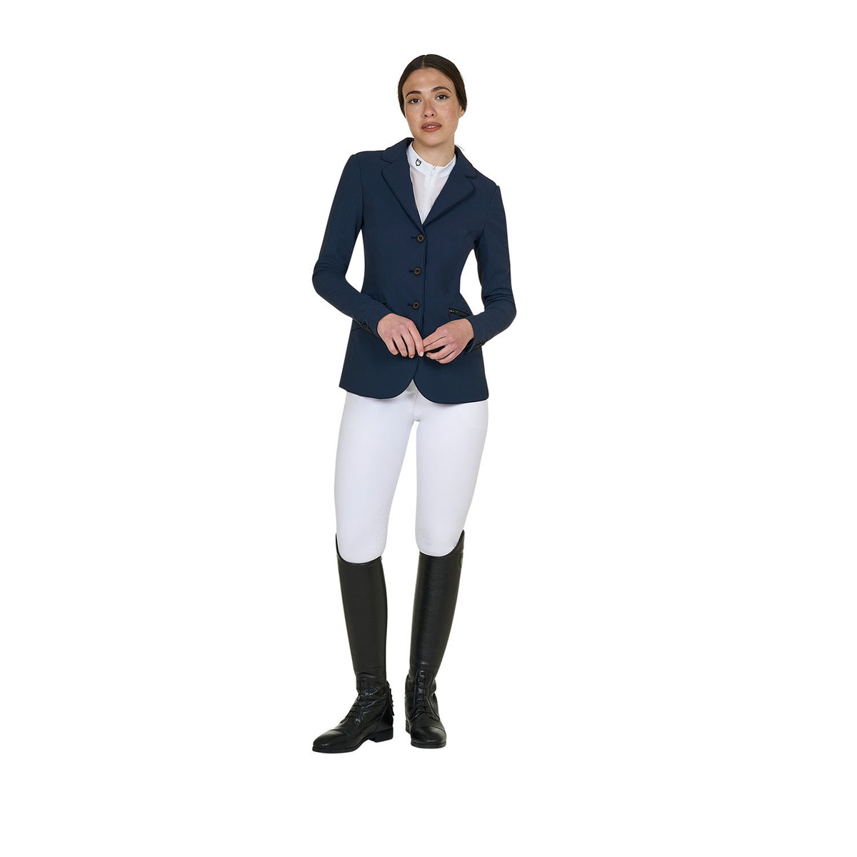 Equestro Women's competition jacket three buttons perforated fabric
