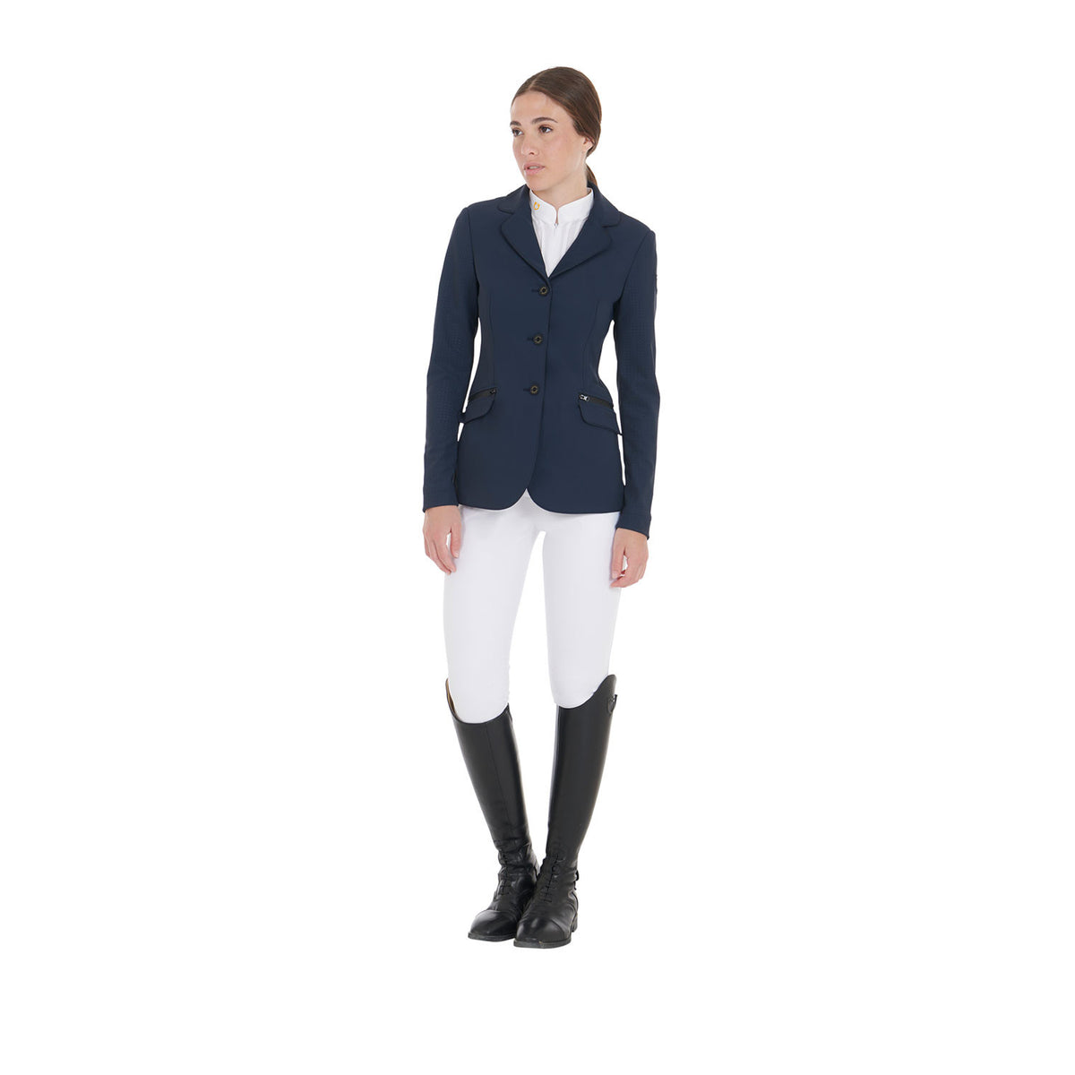 Equestro Women's competition jacket three buttons perforated fabric