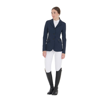 Equestro Women's competition jacket three buttons perforated fabric