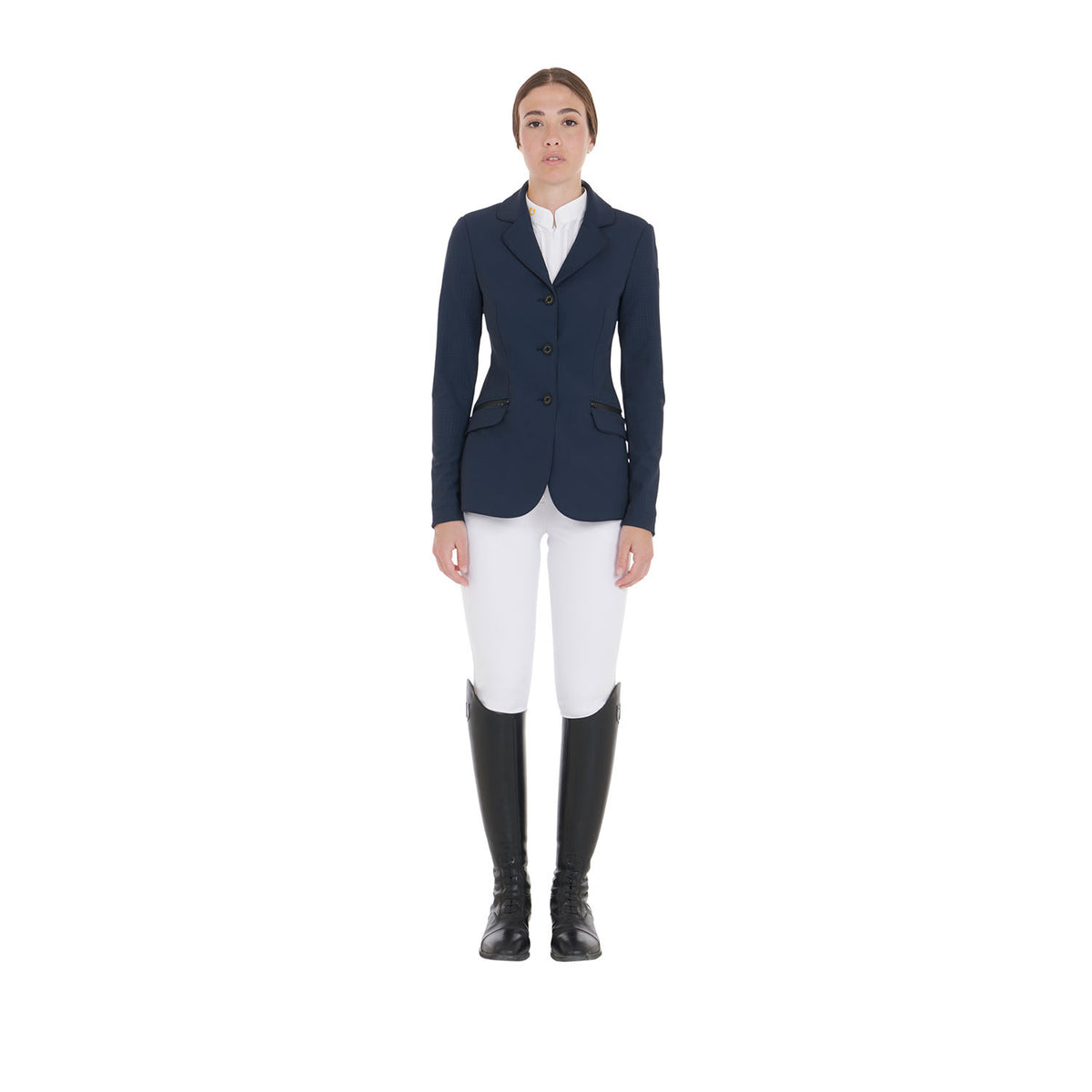 Equestro Women's competition jacket three buttons perforated fabric