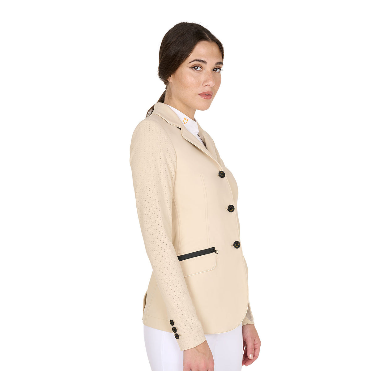 Equestro Women's competition jacket three buttons perforated fabric