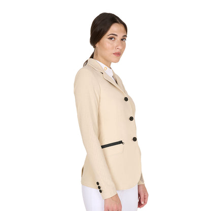 Equestro Women's competition jacket three buttons perforated fabric