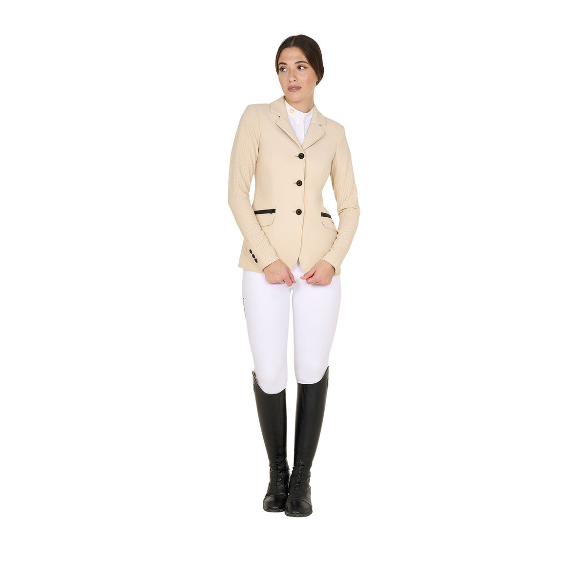 Equestro Women's competition jacket three buttons perforated fabric
