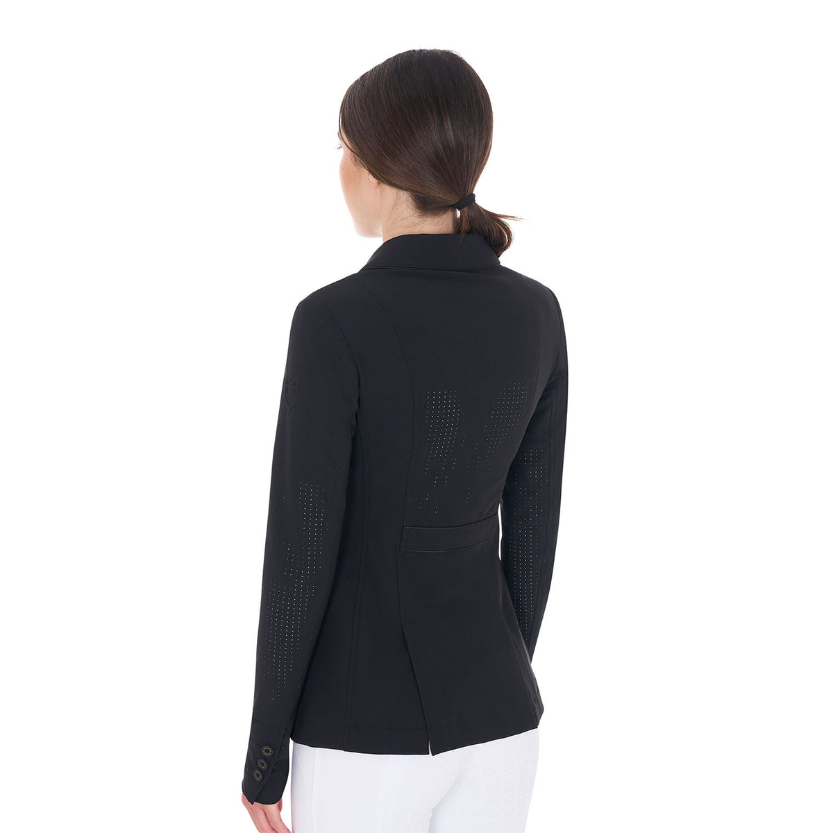 Equestro Women's competition jacket three buttons perforated fabric