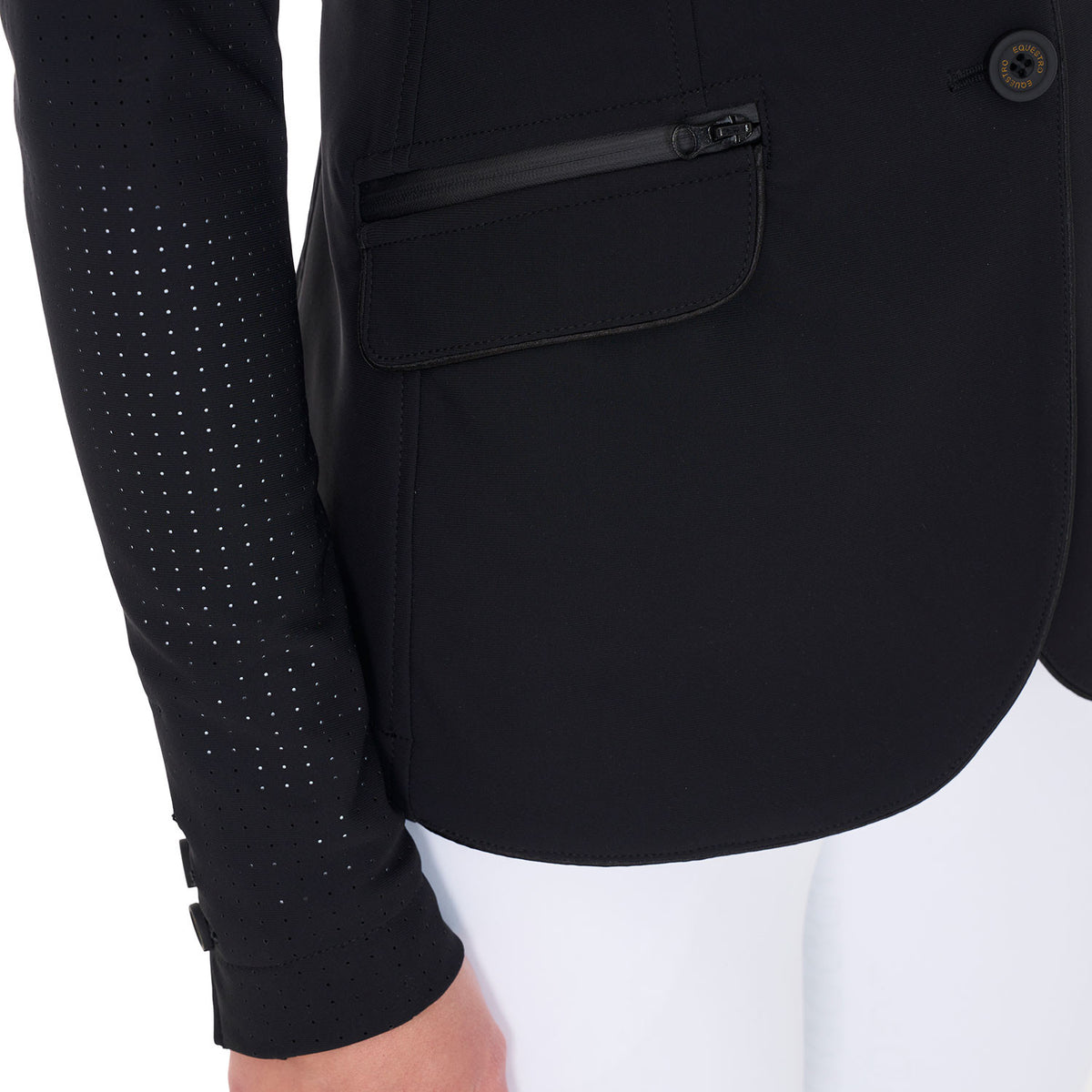 Equestro Women's competition jacket three buttons perforated fabric