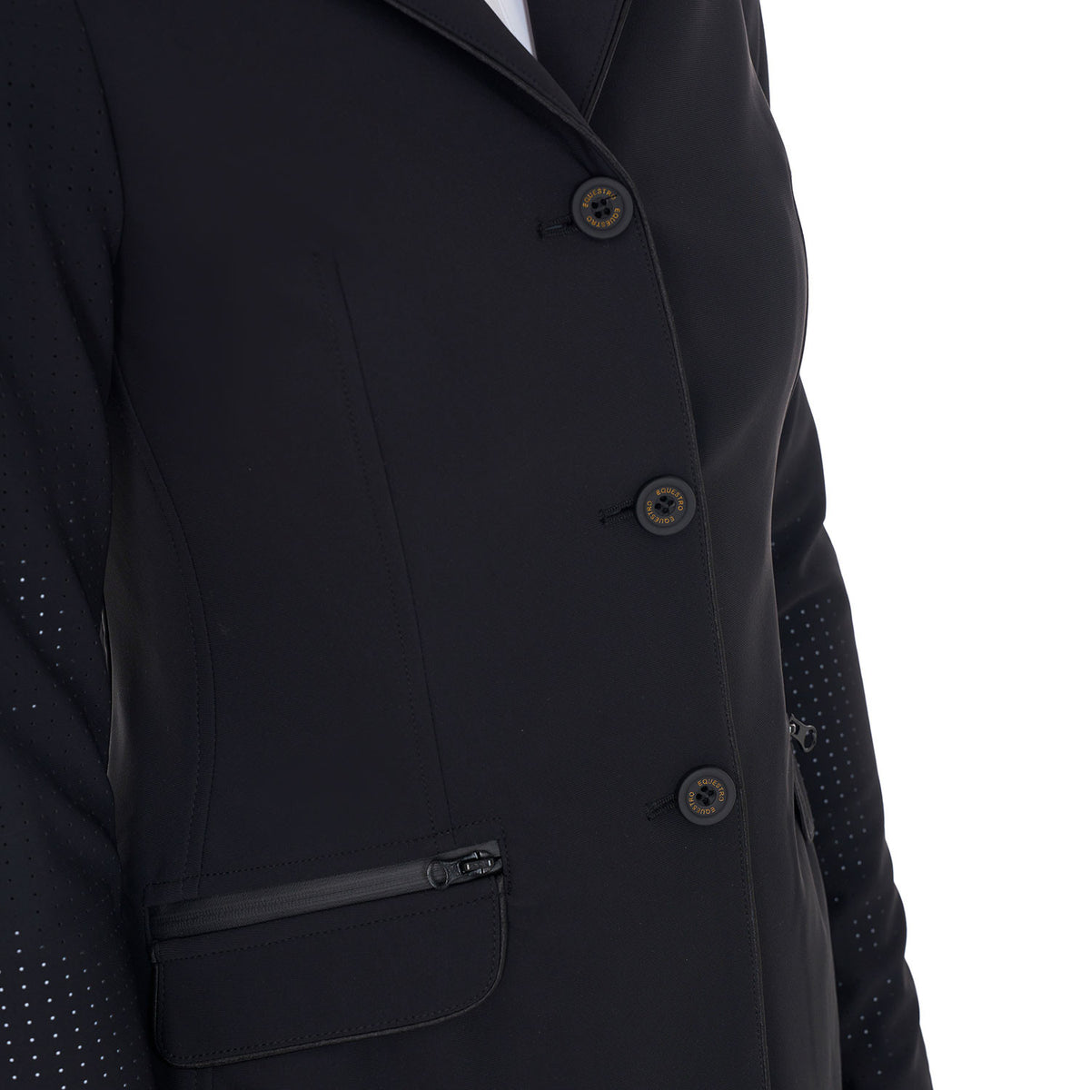 Equestro Women's competition jacket three buttons perforated fabric