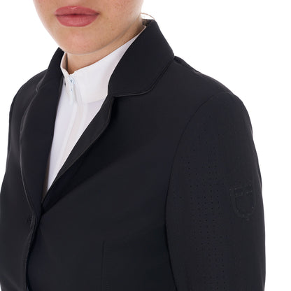 Equestro Women's competition jacket three buttons perforated fabric