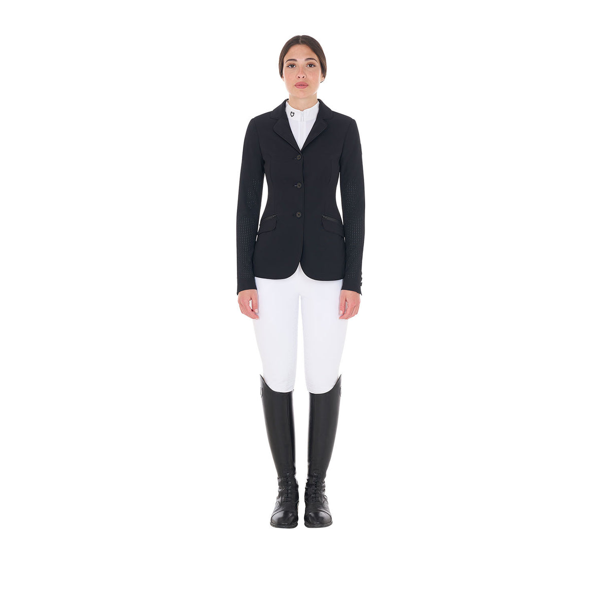 Equestro Women's competition jacket three buttons perforated fabric
