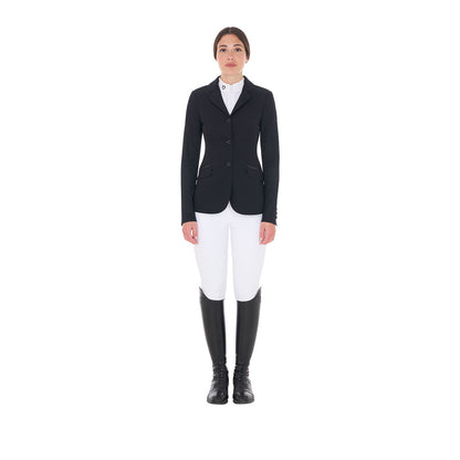 Equestro Women's competition jacket three buttons perforated fabric