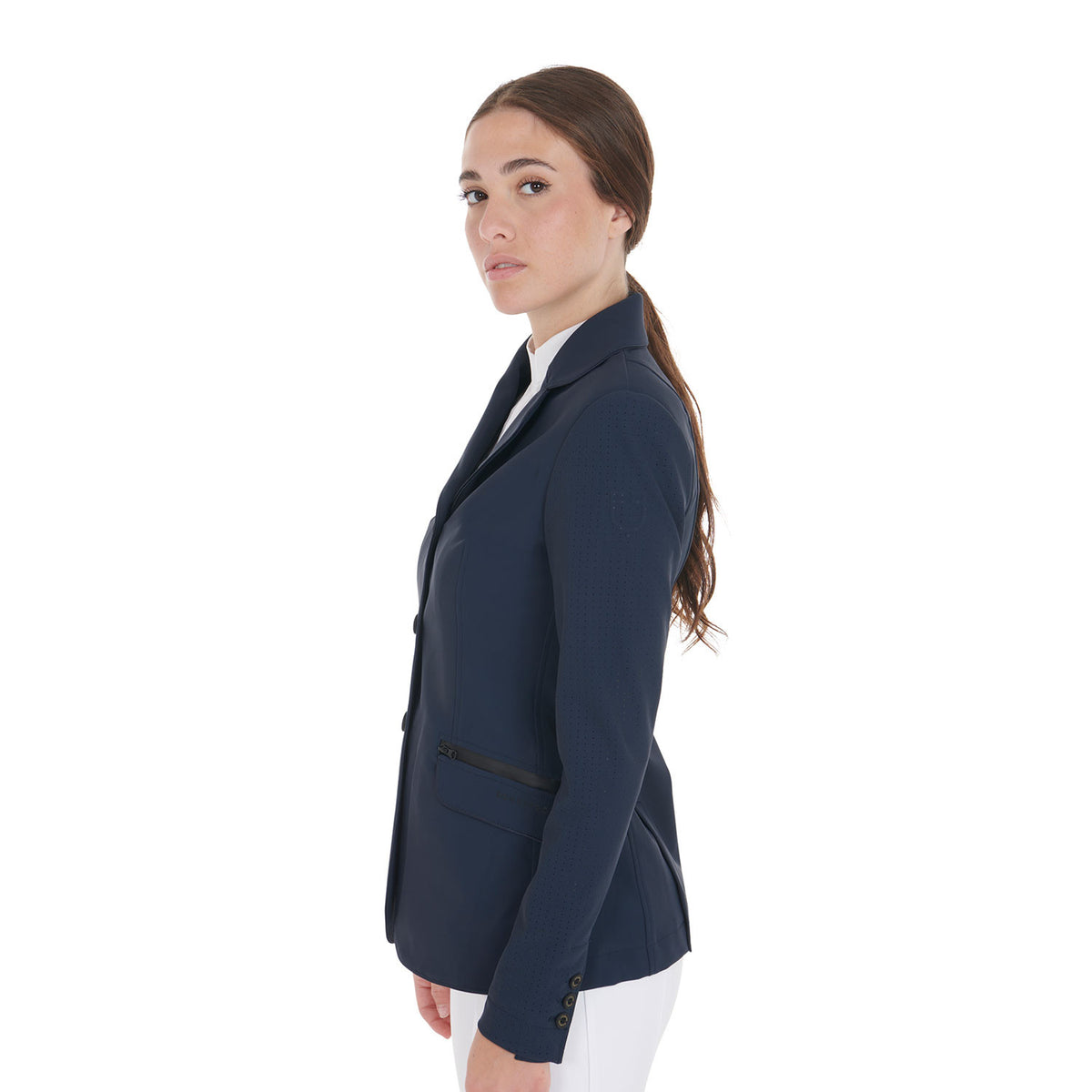 Equestro Women's competition jacket three buttons perforated fabric