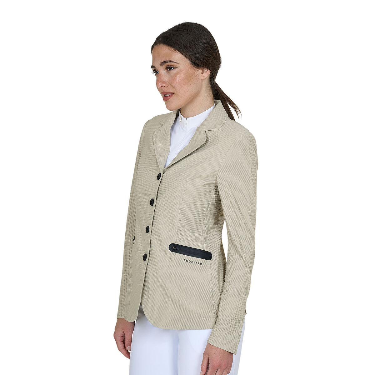 Equestro Women's competition jacket four buttons perforated fabric