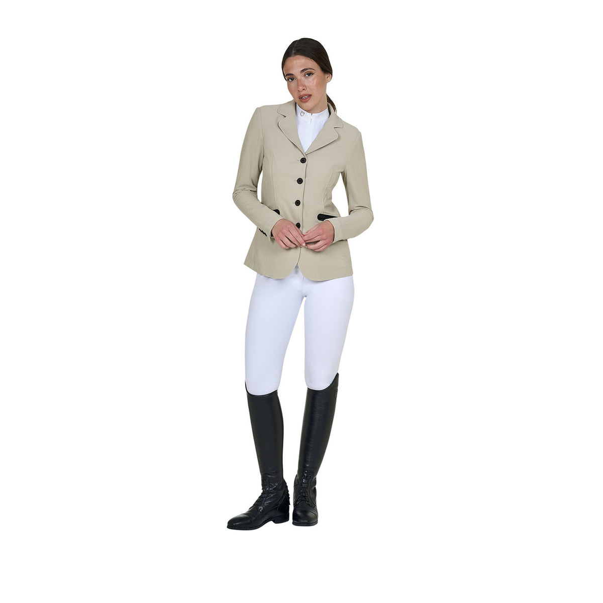 Equestro Women's competition jacket four buttons perforated fabric