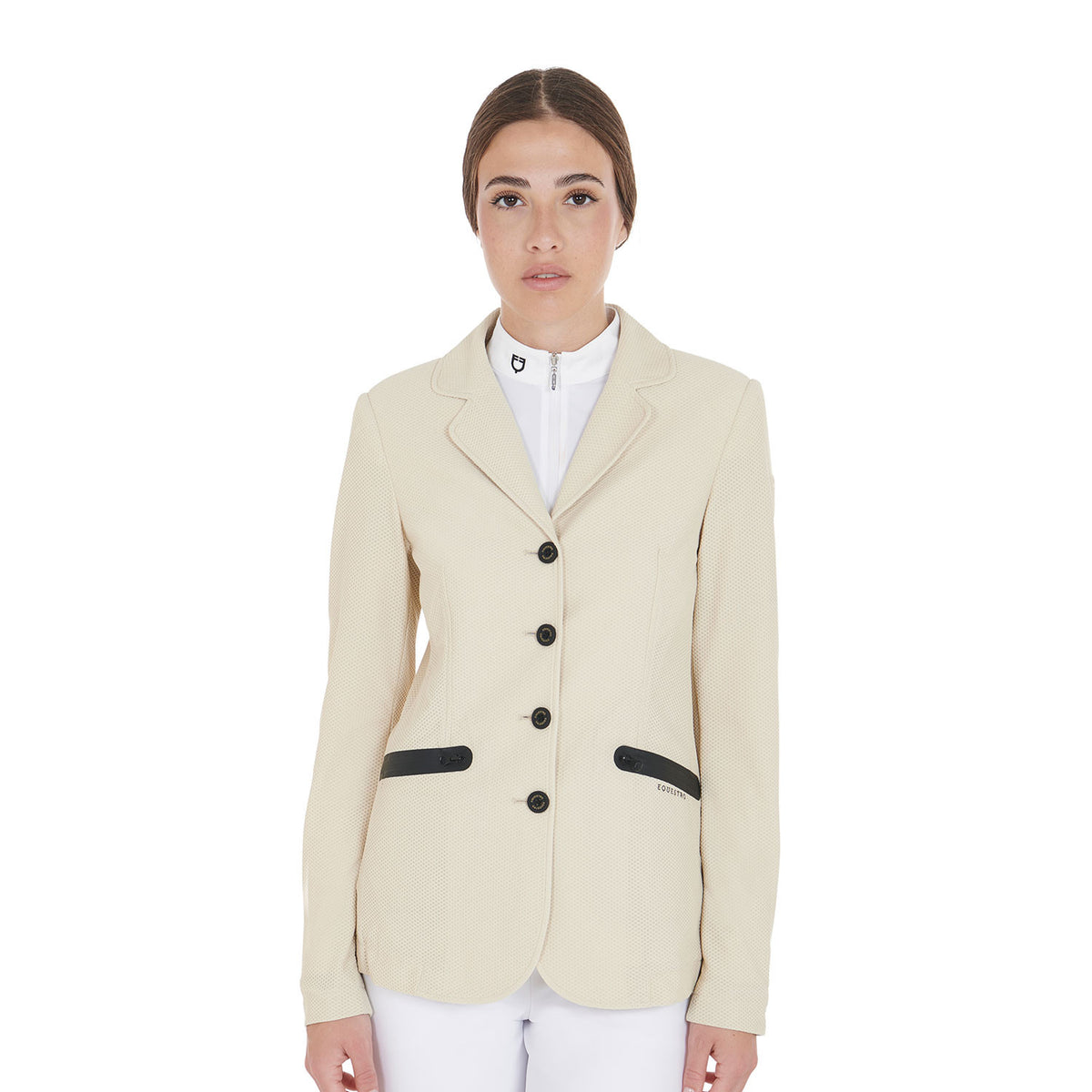 Equestro Women's competition jacket four buttons perforated fabric