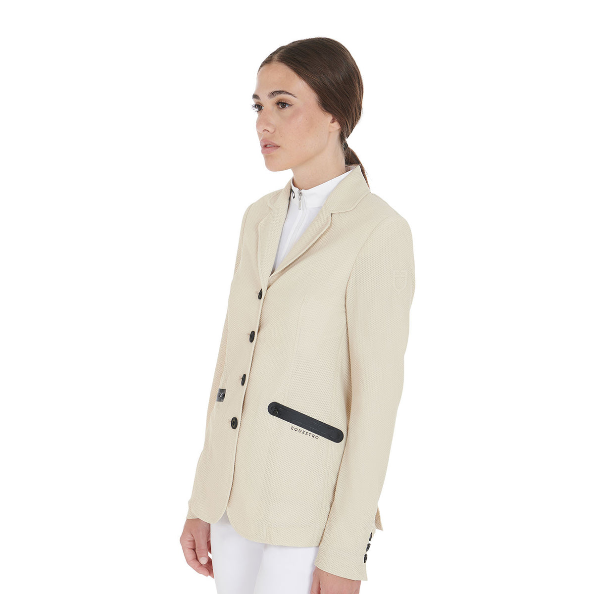Equestro Women's competition jacket four buttons perforated fabric