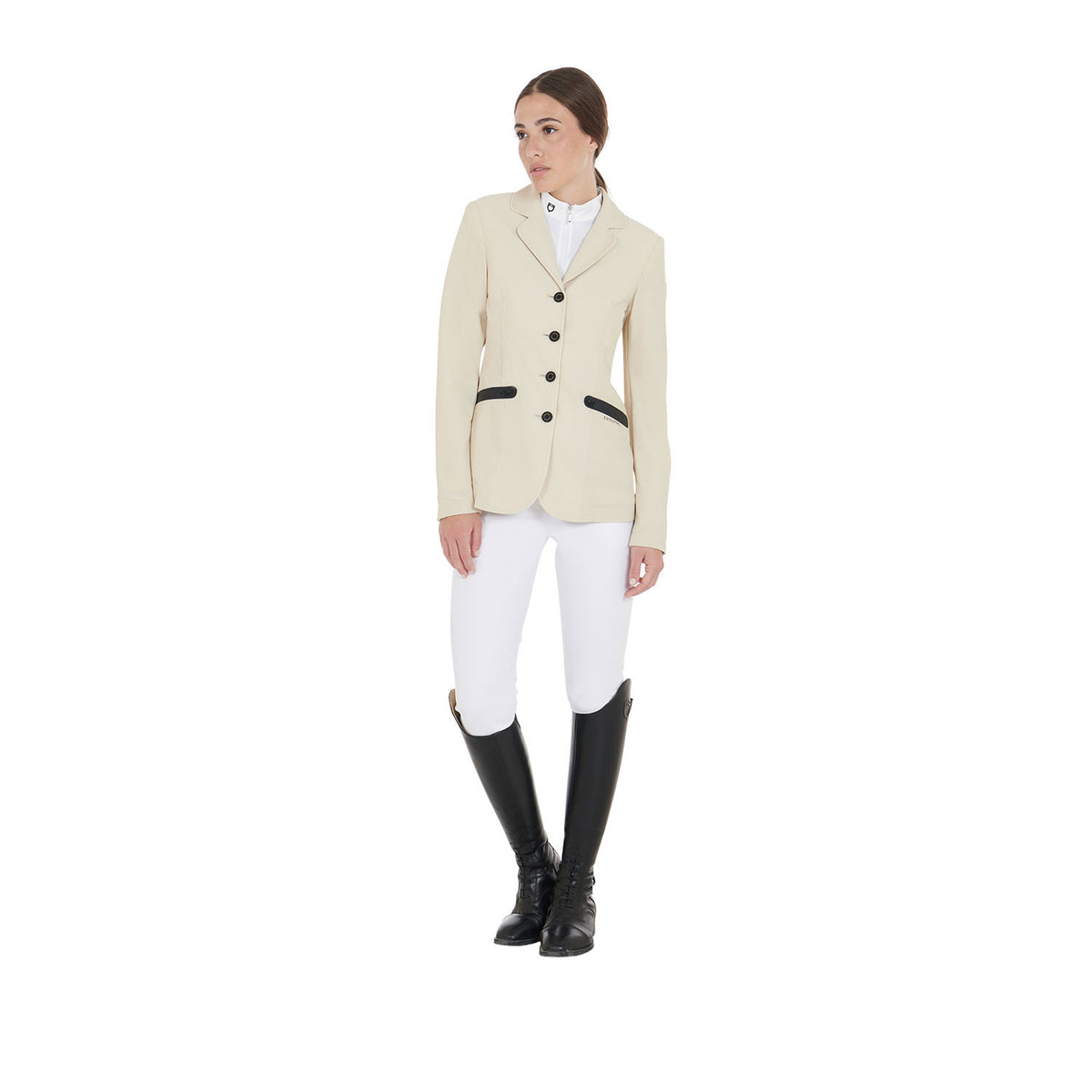 Equestro Women's competition jacket four buttons perforated fabric
