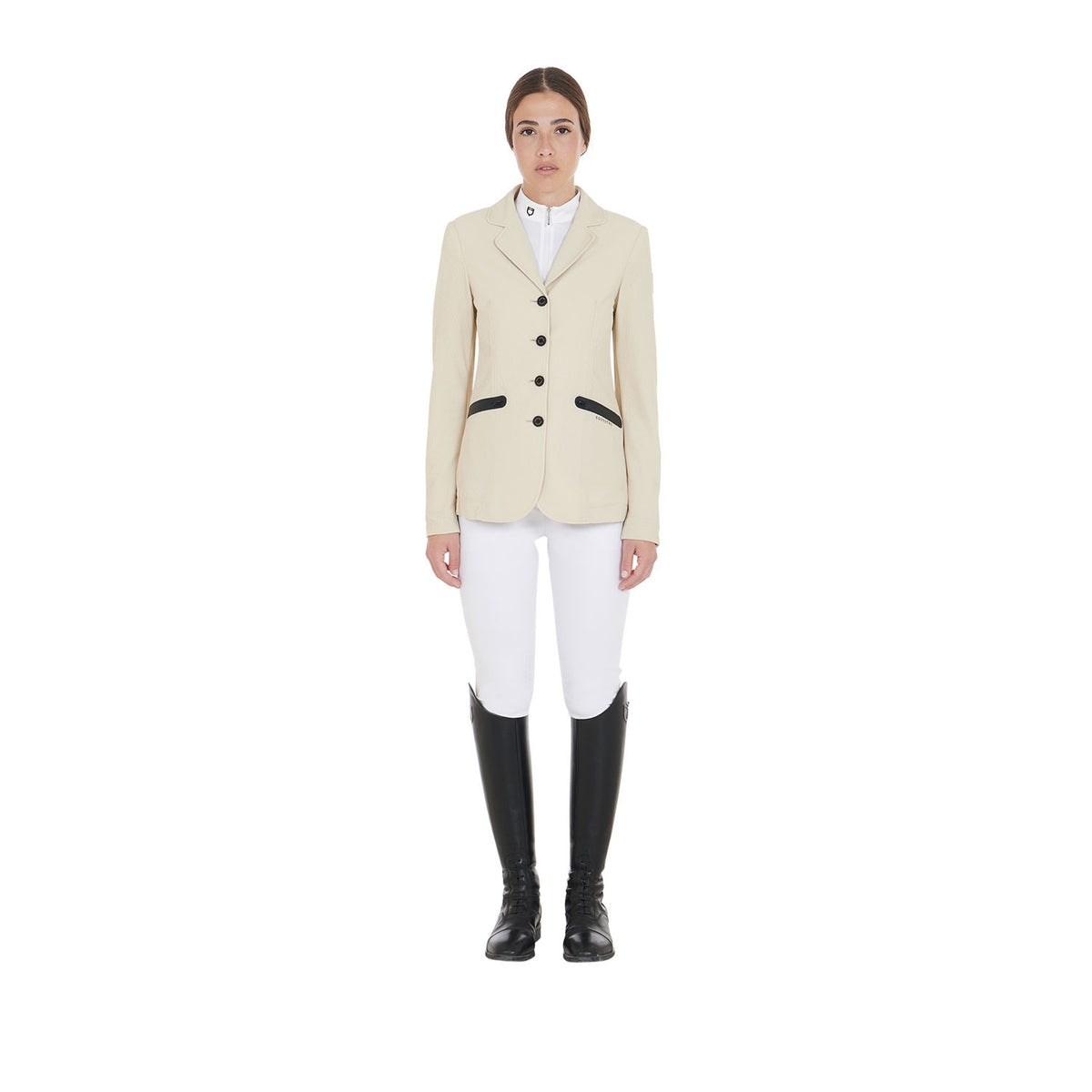 Equestro Women's competition jacket four buttons perforated fabric